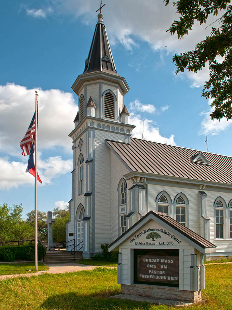 Exterior of Sts. Cyril & Methodius Catholic Church in Dubina, Texas