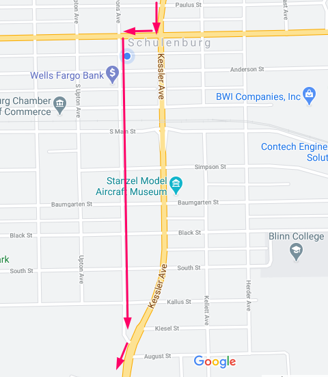 Loop 222 bypass for vehicles/RVs taller than 13'8" from north to south